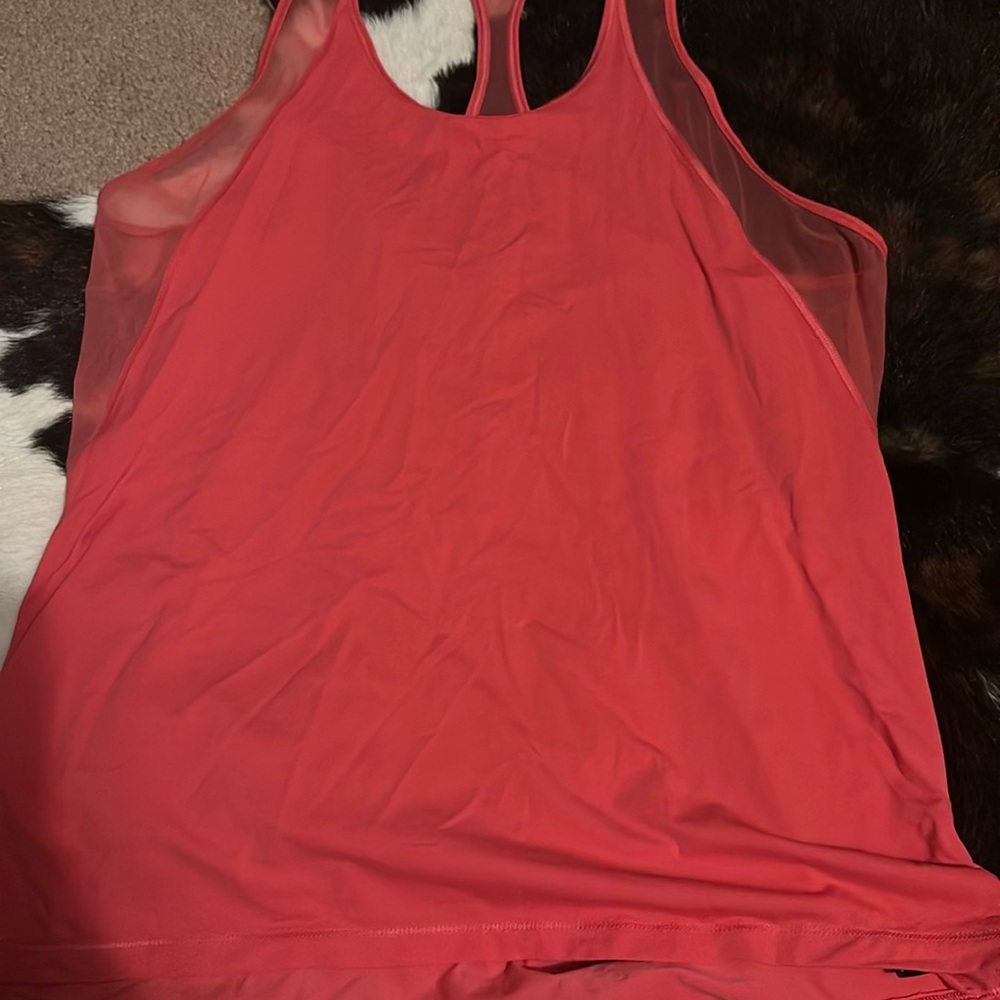 Coral Sleeveless Mesh Tank Top